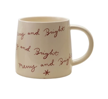 Stoneware Mug with Holiday Saying