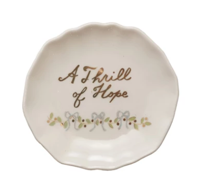 Stoneware Scalloped Plate with Gold Electroplating