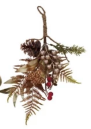 Hanging Faux Evergreen & Berry Bunch