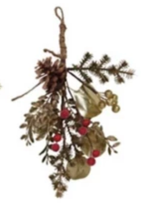 Hanging Faux Evergreen & Berry Bunch