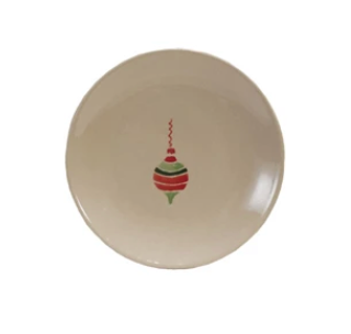 Hand-Painted Stoneware Plate with Wax Relief Image