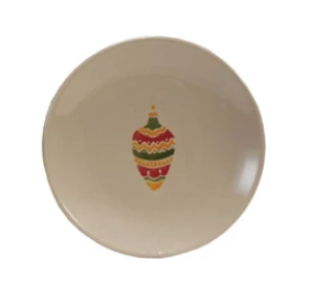 Hand-Painted Stoneware Plate with Wax Relief Image