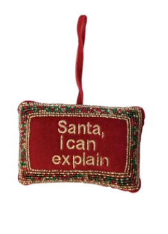 Handmade Beaded Velvet Pillow Ornament with Embroidery