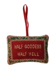 Handmade Beaded Velvet Pillow Ornament with Embroidery