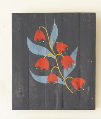 Hand-Painted Florals on Recycled Wood