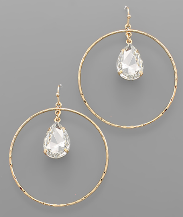 Teardrop Crystal & Circle Earrings