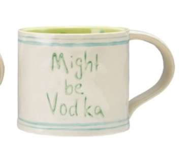 Hand-Painted Stoneware Mug w/ Written Saying