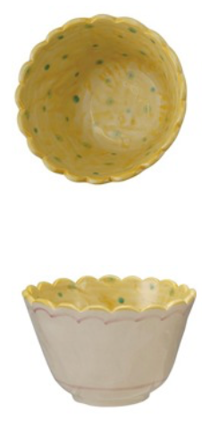 Hand-Painted Stoneware Scalloped Bowl