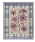 Purple Flowers & Plaid Mat  Framed Glass Wall Decor