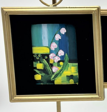 Abstract Floral Art on Metal Stand