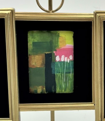Abstract Floral Art on Metal Stand