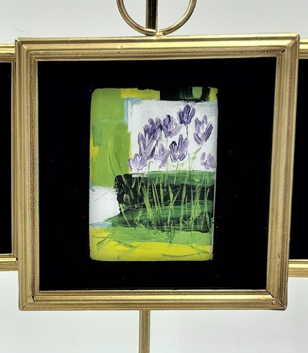 Abstract Floral Art on Metal Stand