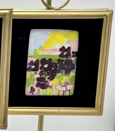 Abstract Floral Art on Metal Stand
