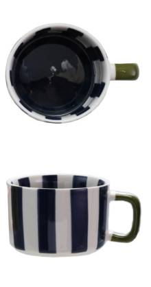 Hand-Painted Striped Stoneware Mug