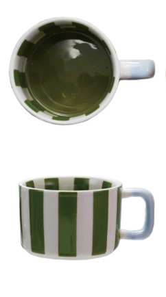 Hand-Painted Striped Stoneware Mug