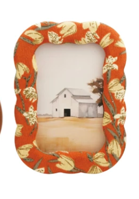 Embroidered Photo Frame with Floral Pattern