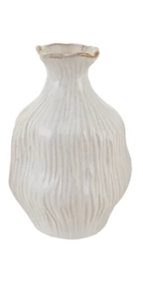 White Stoneware Organic Shaped Vase
