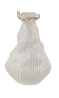 White Stoneware Organic Shaped Vase
