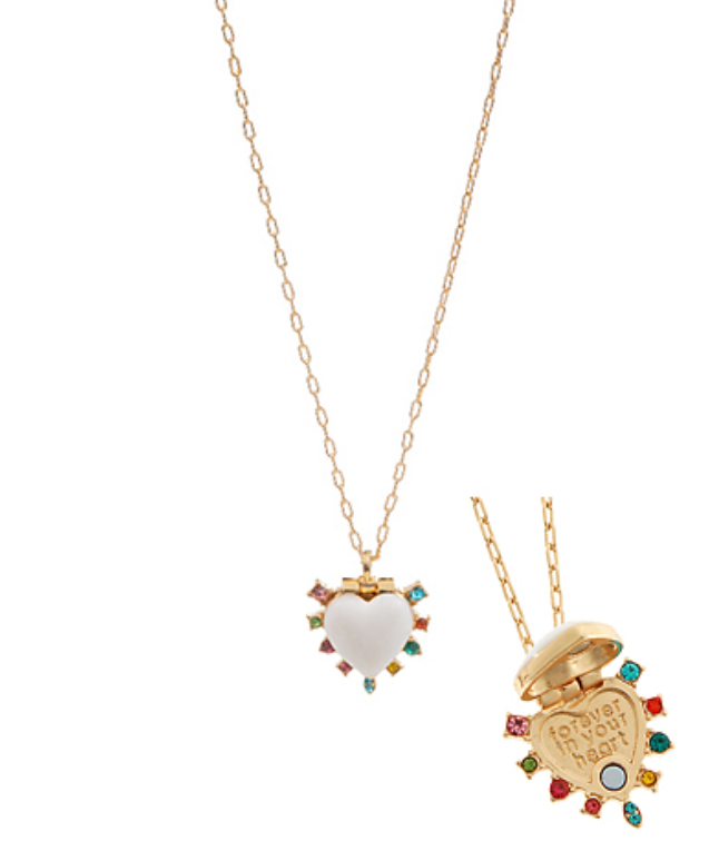 Dotted Stone & Heart Enamel Necklace