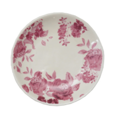 Stoneware Plate Shaped Magnet with Floral Image