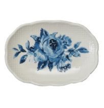 Stoneware Plate Shaped Magnet with Floral Image