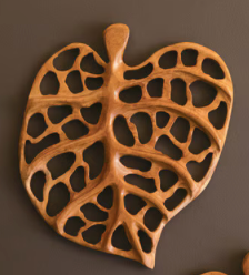 Carved Teakwood Leaves Wall Art