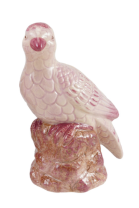 Hand-Painted Pink Stoneware Bird
