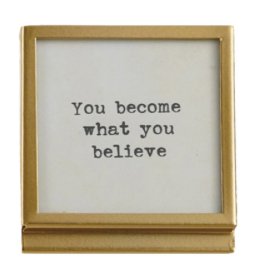 Gold Metal & Glass Frame with Easel & Sayings