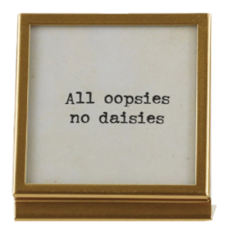 Gold Metal & Glass Frame with Easel & Sayings