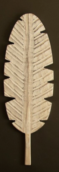 Hand-Carved Paulownia Wood Leaves Wall Art