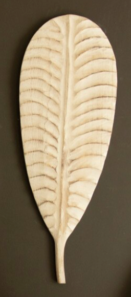 Hand-Carved Paulownia Wood Leaves Wall Art