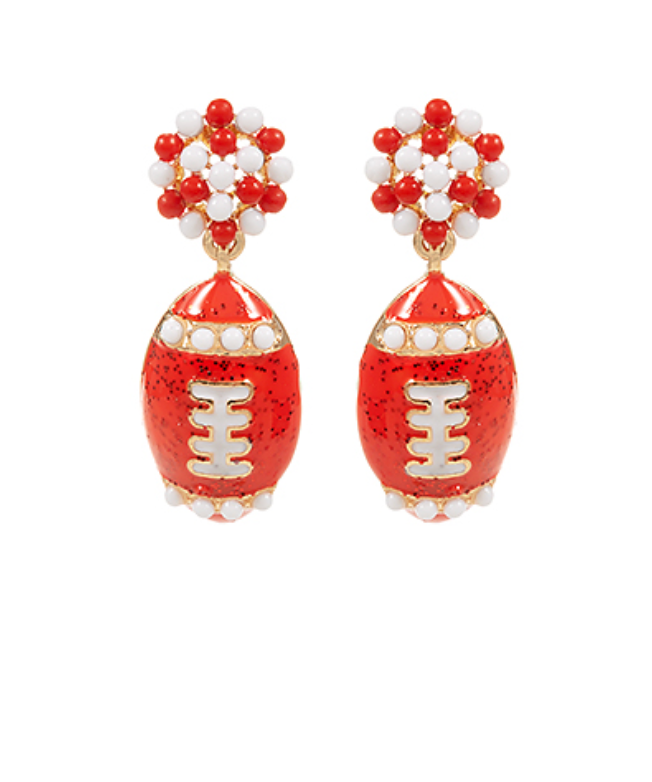Enamel Football Earrings