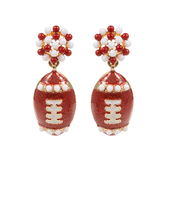 Enamel Football Earrings