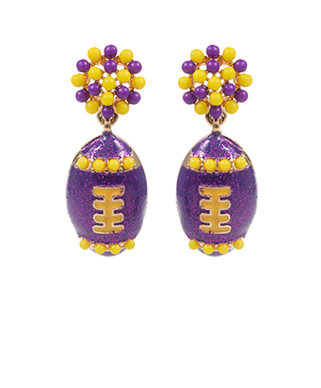 Enamel Football Earrings