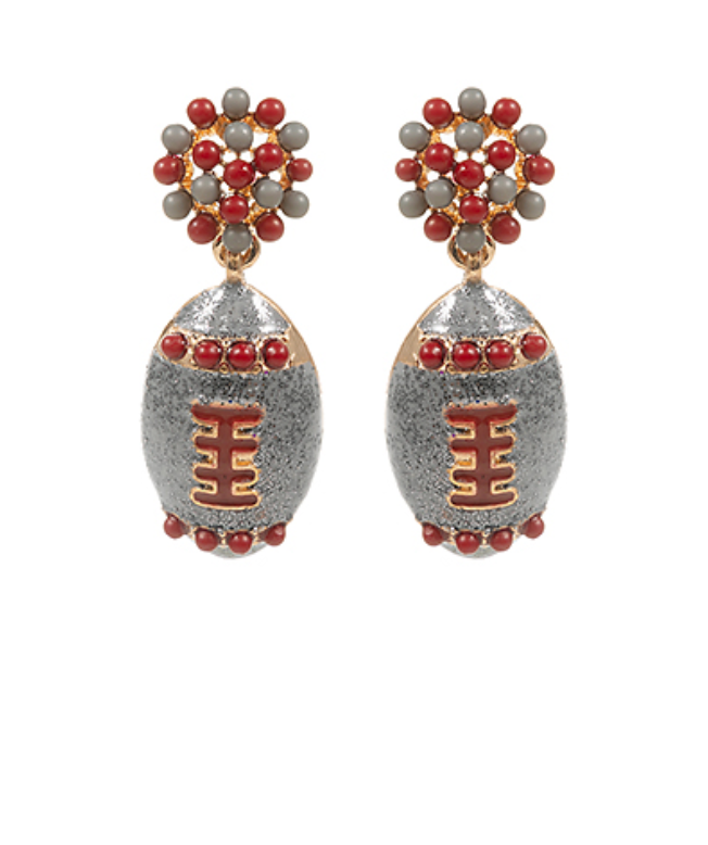 Enamel Football Earrings
