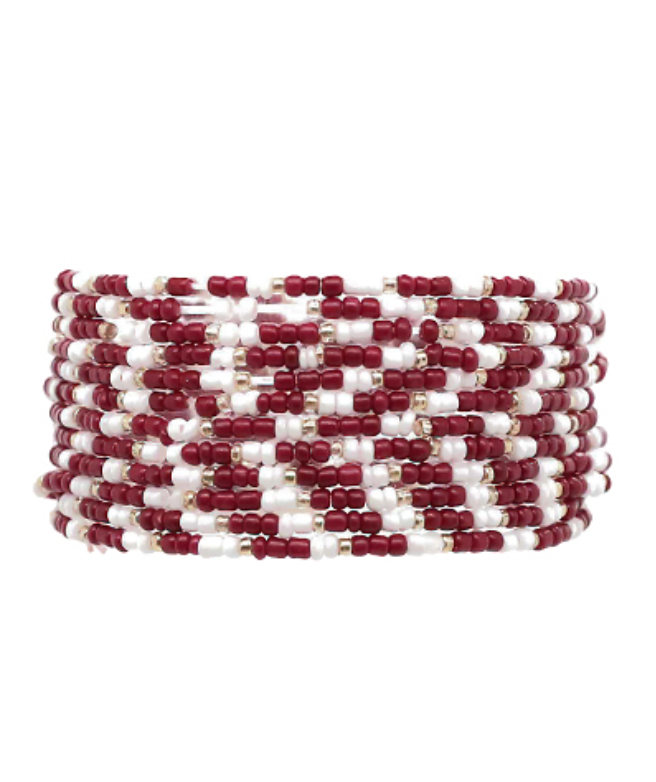 "Game Day" 12 Row Seed Bead Bracelet Set