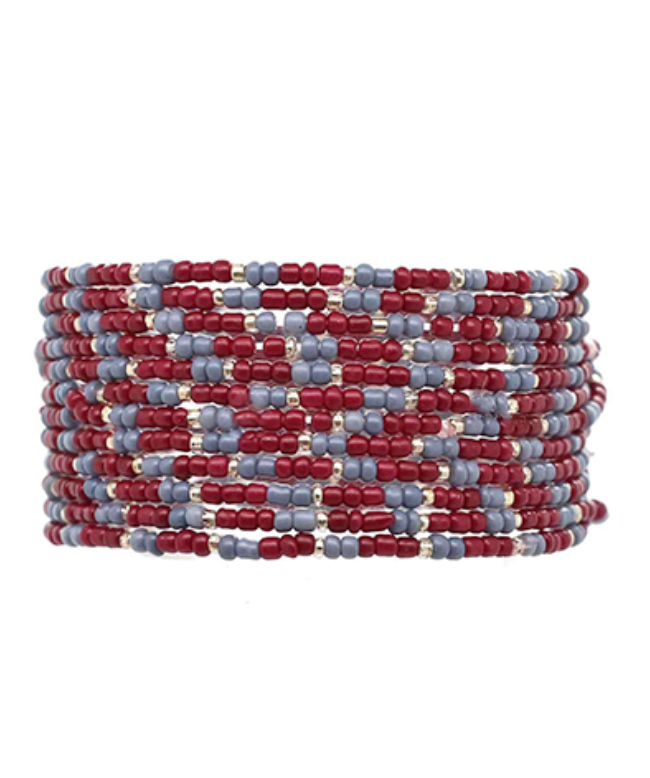 "Game Day" 12 Row Seed Bead Bracelet Set