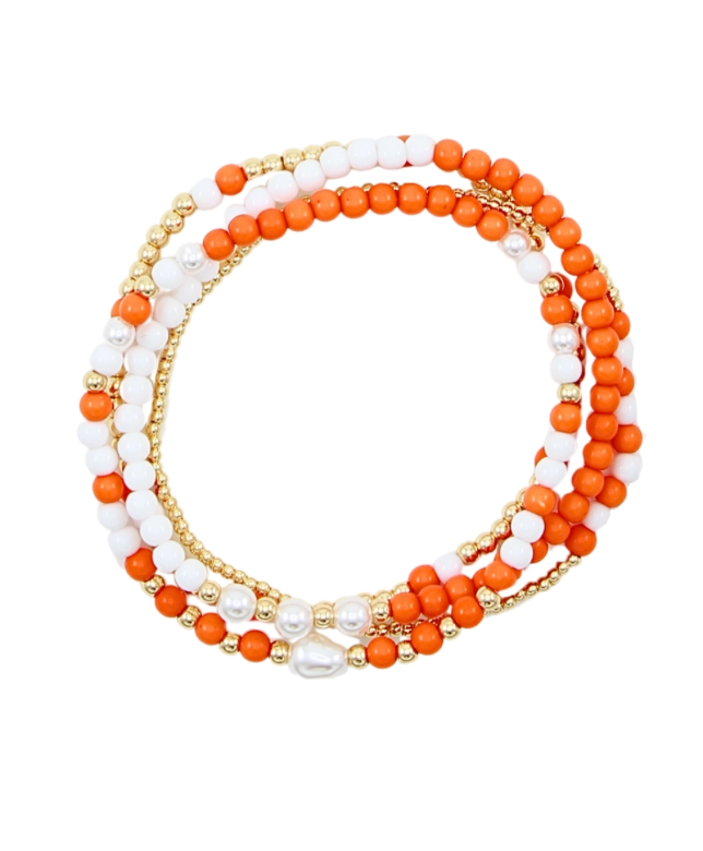 4 Row Football Theme & Pearl Bracelet
