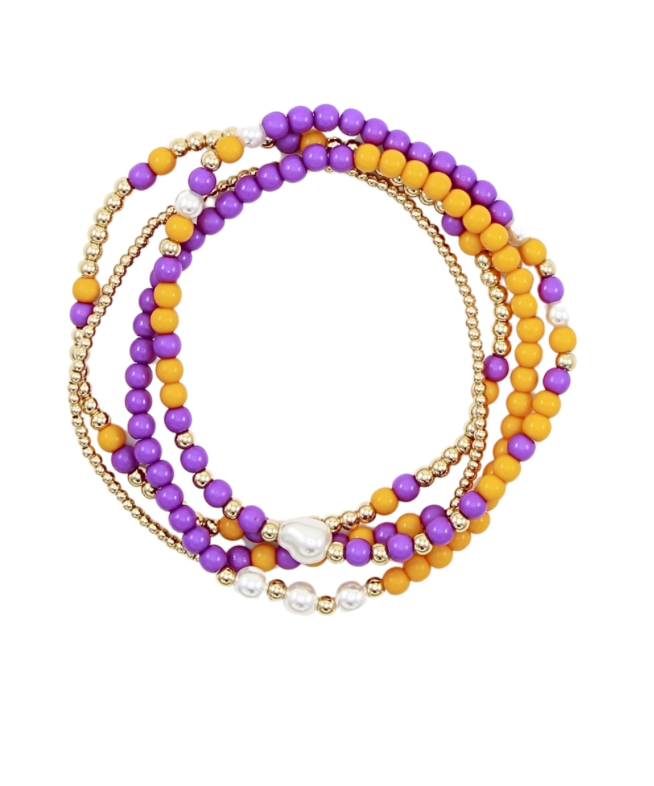 4 Row Football Theme & Pearl Bracelet