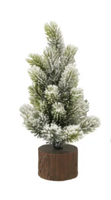 Plastic Tree with Faux Wood Slice Base & LED Light