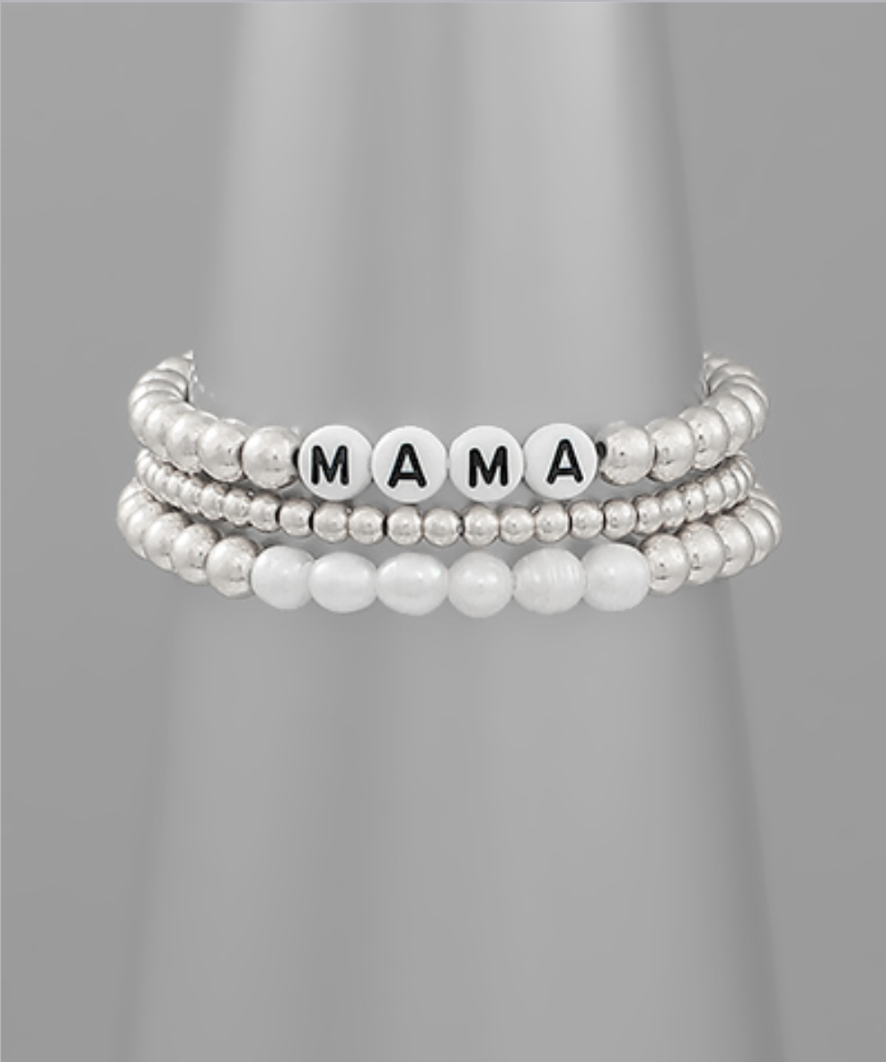 3 Row "Mama" Bead Bracelet