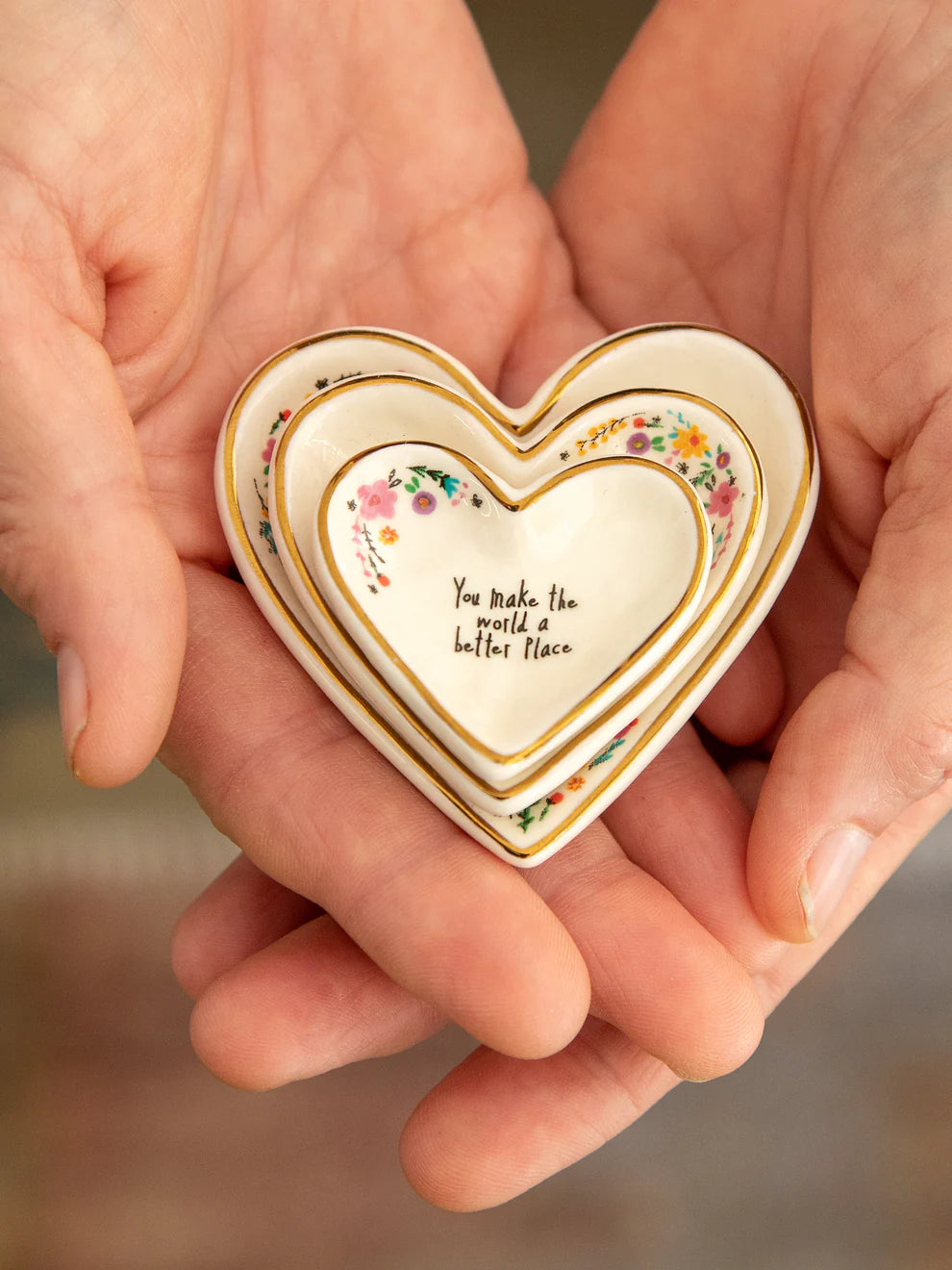 Nesting Heart Trinket Dishes, Set of 3 - World Better