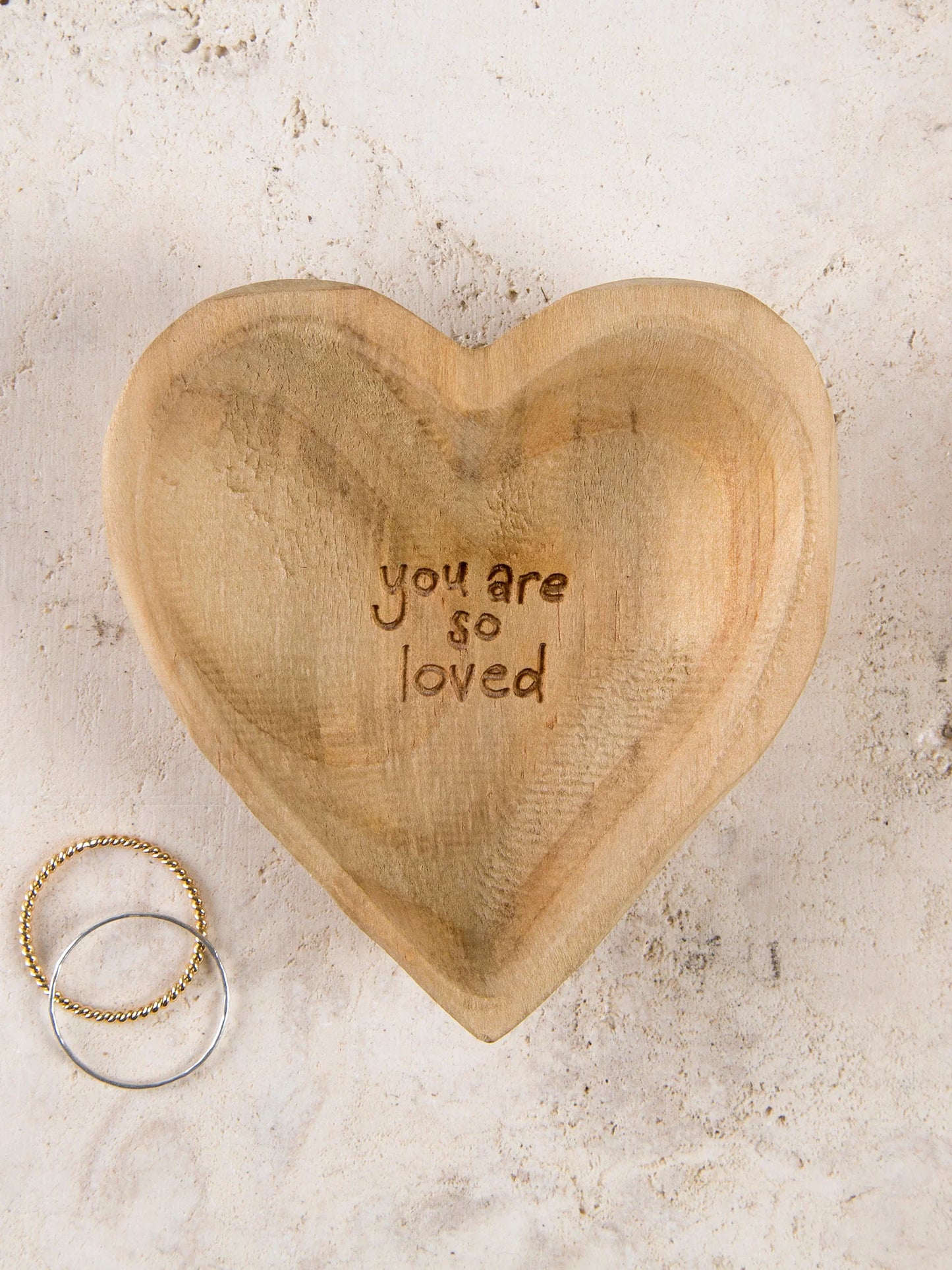 Wooden Heart Trinket Jewelry Dish - You Are Loved