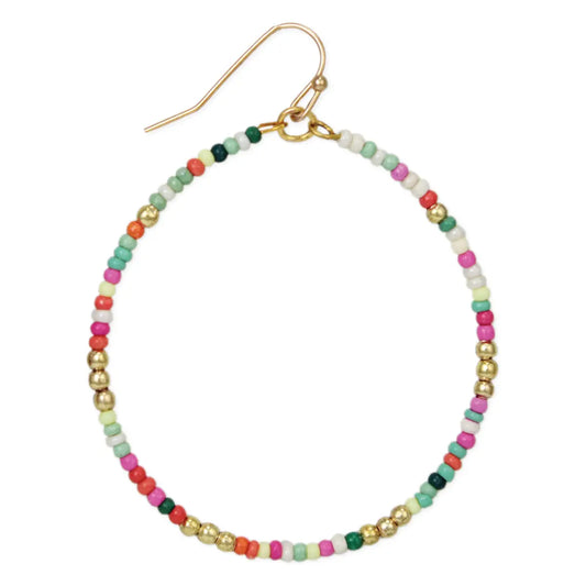 Pretty Pastel Multicolor Seed Bead Circle Earrings