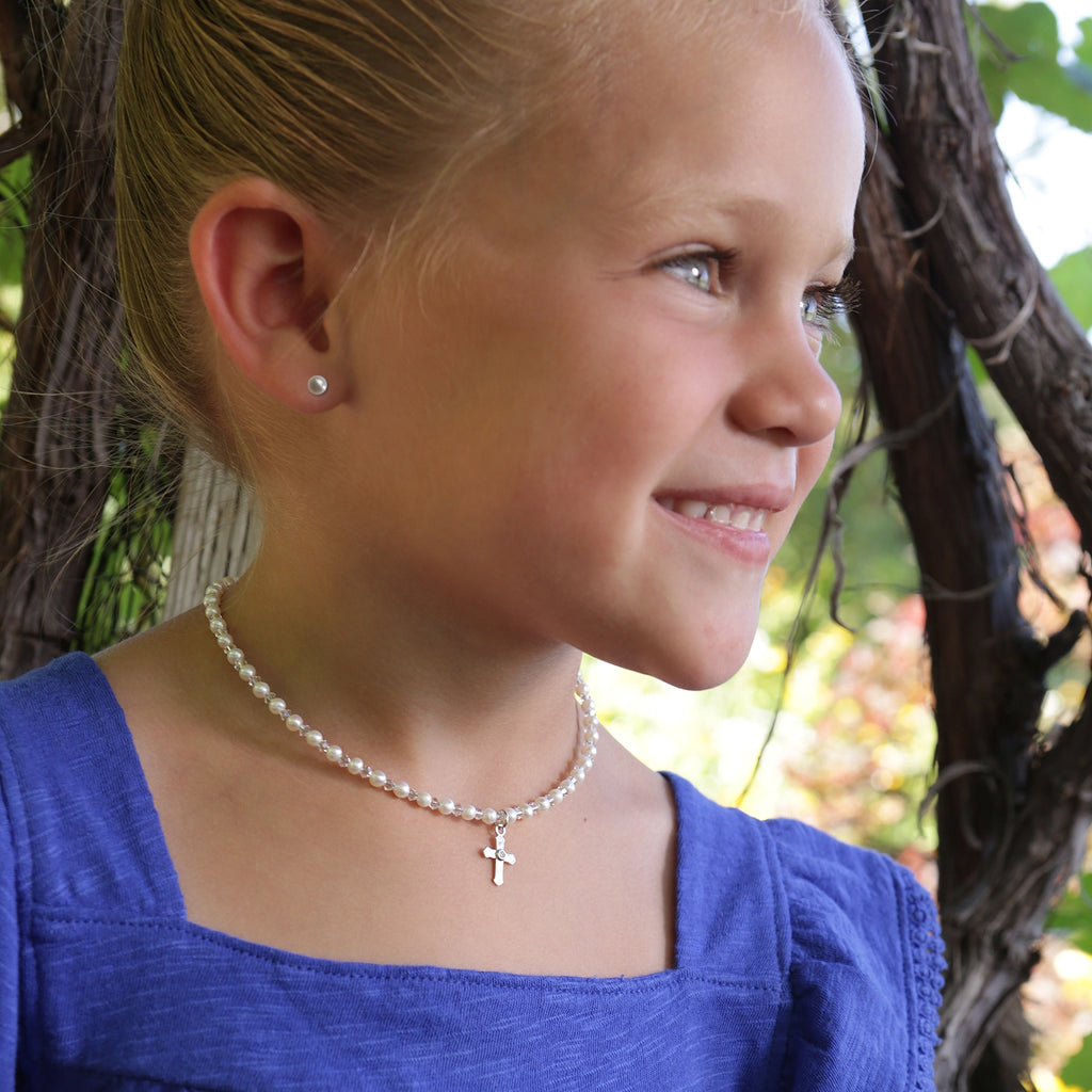 Children's Gold Screw-Back Pearl Earrings