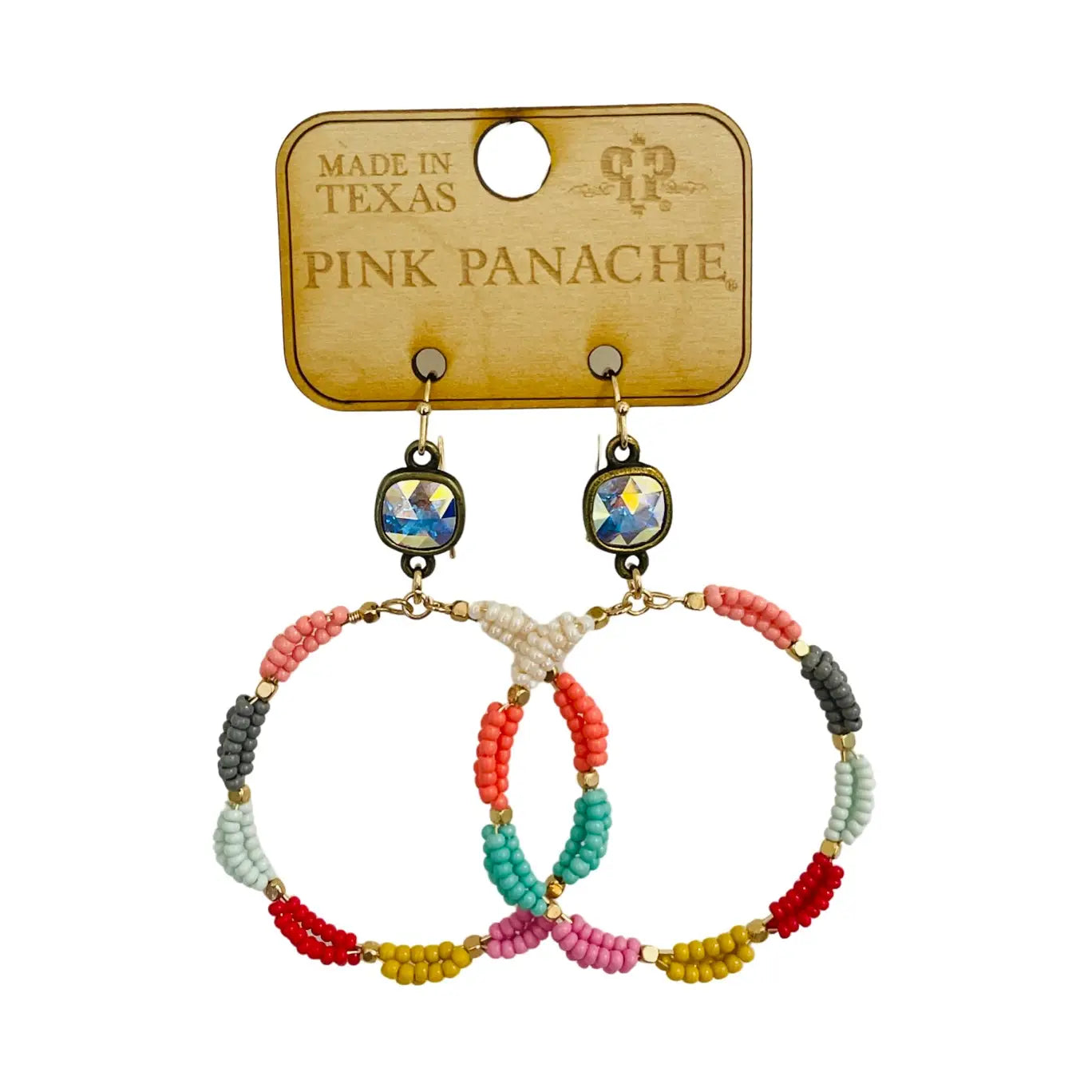 Seed Bead Woven Circle Earring with Austrian Crystal