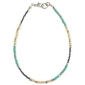 Sweet Simplicity Cream & Turquoise Silver Beaded Anklet