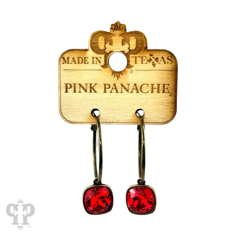 Square Austrian Crystal Hoop Earrings