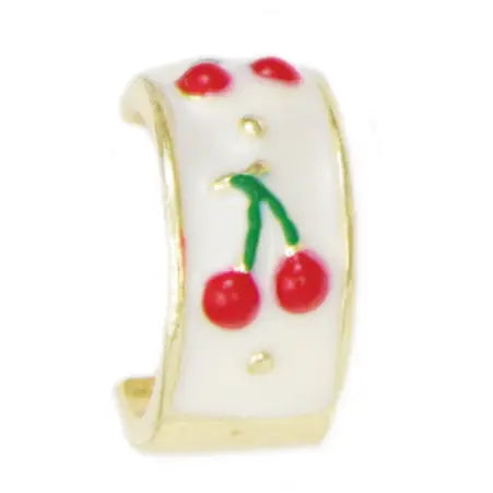Sweet Cherry Gold Hoop Earrings