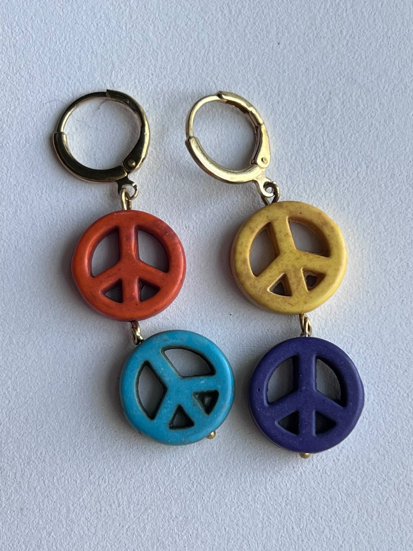 Multi Colored Double Peace Charm Earrings